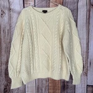 Vintage Nordstrom Wool Cable Knit Sweater Italian Fisherman Grandpa Cozy Large